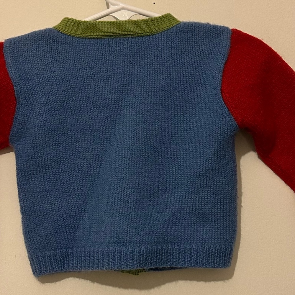 Baby Gap 100% Wool Sweater Button Down Blue Green Red - Picture 4 of 4